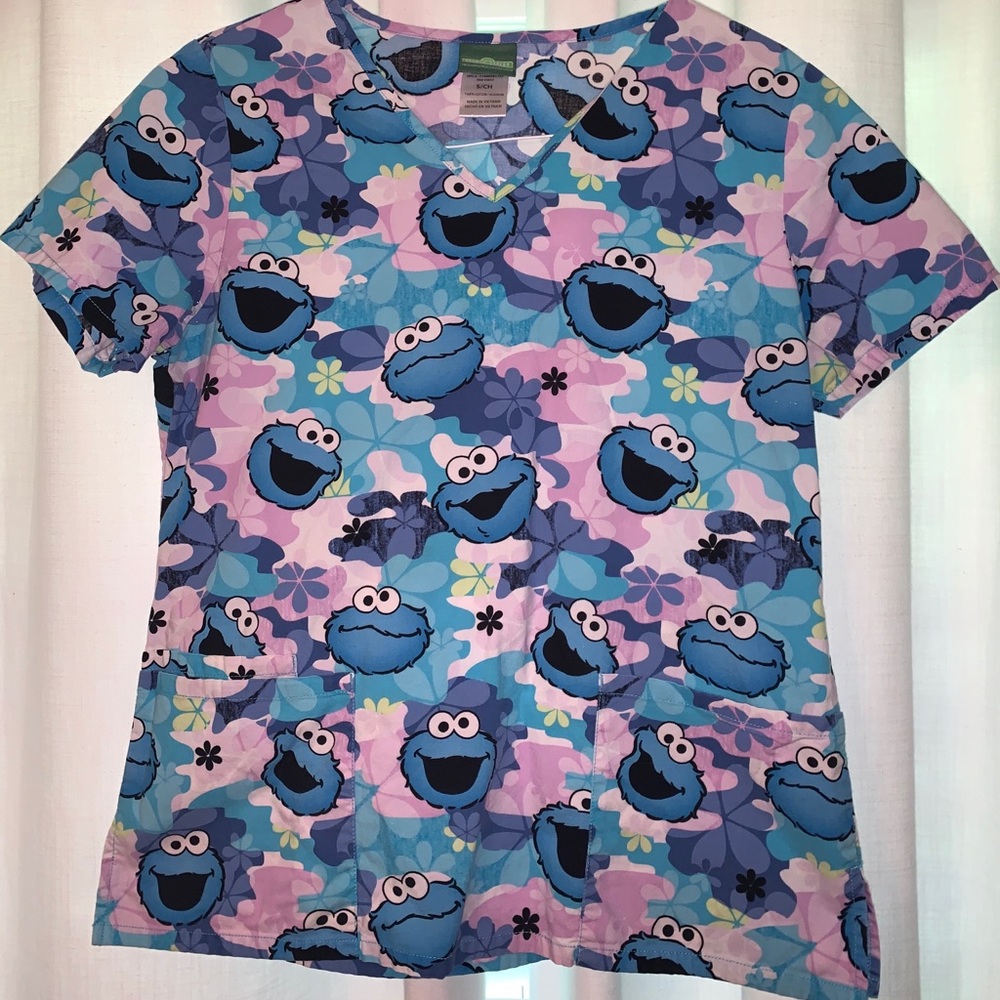Cookie Monster Scrub Top
